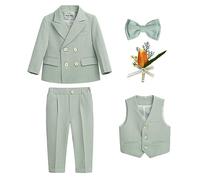 YAOTT Ragazzo Set di Vestiti Abito da Gentiluomo Stile Britannico Pantaloni da Giacca da Smoking per Battesimo da Matrimonio Abito Formale di Compleanno Festa in Costume Verde5XMLLX