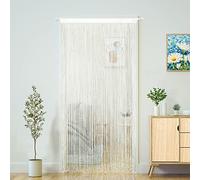 YaoYue Tenda a fili per porta, stile bohémien, hippie, da appendere, per patio, soggiorno, camera da letto, finestra, armadio, cucina, con frange, pannello, arazzo (100 x 200 cm, beige)