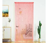 YaoYue - Tenda con perline per porta, effetto nappe/frangia, stile hippie, divisorio per ambienti, per finestra, corridoio, ingresso, armadio da parete e camera da letto (100 x 200 cm, rosa)