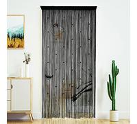 YaoYue Tenda con perline per porta, nappe, perline, frange, hippy, divisorio per finestra, corridoio, ingresso, parete armadio, camera da letto, decorazione privacy (100 x 280 cm, nero)