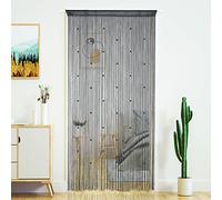 YaoYue Tenda con perline per porta, nappe, perline, frange, hippy, divisorio per finestra, corridoio, ingresso, parete armadio, camera da letto, decorazione privacy (100 x 200 cm, grigio)