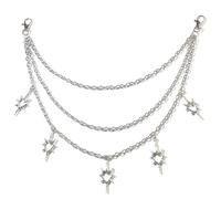 YAOYYG Weißes Mehrlagige Dornen Hosenkette Perfekt für Hip-Hop, Gothic und Punk Style,Passt zu jeder Hose,Ideal als Taillenkette oder Jeans-Accessoire,Y2K Trend für Hosenkette Frauen und Männer