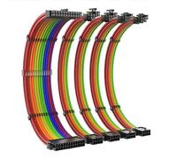 YAPAILANG Cavo splitter per scheda madre, cavo di prolunga in nylon intrecciato 24 pin PCIE 6 + 2 pin 4 + 4 pin