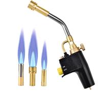 Yapasopu GJ-8000 - Kit torcia a propano ad alta intensità MAPP con accensione automatica e pulsante in ottone Torcia di saldatura con 3 ugelli per collegamento filettato MAPP CGA600