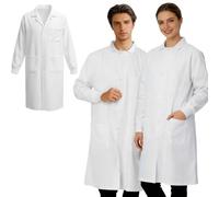 YAPAZULU Blusa Chimica Chimica Lycee Button Pressione Unisex Collo Risvolto Maniche Lunghe Polsini A Costine Zampa Nascosta Tre Tasche Taglio Ampio Abbigliamento Medico Studente Medico Laboratorio