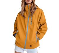 YAPAZULU Giacca sportiva da donna con cappuccio sciolto con zip e tasche | Caduto arioso tasca sul petto laterale cerniera centrale cappuccio orlo sottile coulisse relax urbana