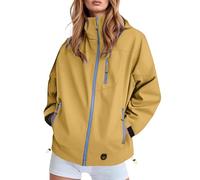 YAPAZULU Giacca sportiva da donna con cappuccio sciolto con zip e tasche | Caduto arioso tasca sul petto laterale cerniera centrale cappuccio orlo sottile coulisse relax urbana