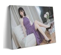 YAPING Asian Model Girl Sitting on Sofa with Legs Crossed Porch 08x12inch (20x30cm)
