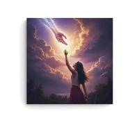 YAPING Empire Interactive - Poster "Girl Saw The Hand of God Art Modern Home Kitchen Dormitory Kids Room Mural 28 x 28 pollici (70 x 70 cm)