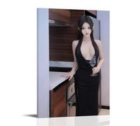 YAPING Model Girl in Black Dress Holding A Wine Glass Modern Home Kitchen Dormitory Kids Room Mural 08 x 12 pollici (20 x 30 cm)