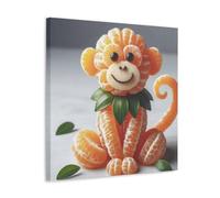 YAPING Monkey Made of Orange Fruit Print - Stampa su tela, 40 x 40 cm