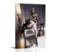 YAPING The Girl Sitting on The Round Table Raised One Foot Modern Home Kitchen Dormitory Kids Room Mural 40 x 60 cm