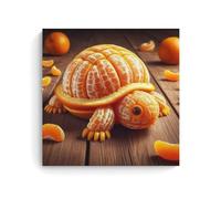 YAPING Turtle Made of Orange Canvas Print 60 x 60 cm