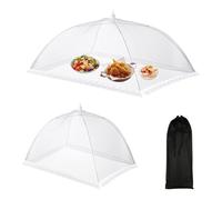 YapitHome 2 Pezzi Coprivivande a Rete Pieghevole,Alimentare Pieghevole Copri Alimenti Bianco,Copertura Cibo con Custodia per Cibo,Frutta,Barbecue