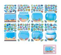 YAPKOLV Set di adesivi con animali marini, 16 pezzi, Scene 3D in miniatura, stickers attacca e stacca, libro per bambini, Tema oceano blu, motivo: regali di compleanno per ragazzi e ragazze (Blu)