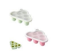 YAPKOLV Stampini Svezzamento Neonato Silicone Alimentare, Set 2 Stampi 6 Scomparti con Coperchio per Pappe e Cubetti Ghiaccio, Senza BPA, Verde & Rosa.