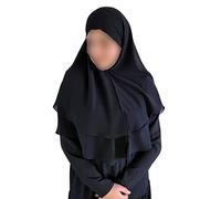 Yaqeen Hijab breve Chiffon Khimar 2 strati Diamante taglio Triangolo Hijab Muslimah sciarpa un Pezzo Foulard Chadors Arabia Islamico Preghiera Abito Scialli Musulmani, Nero , Etichettalia unica