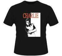 YAQINUO Charlie Harper Sheen Comedy Two & A Half Men T Shirt Black L
