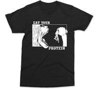 YAQINUO Funny Anime T Shirt Eat Your Protein Attack on Japanese Tee Manga Art Gym Shirt Black S