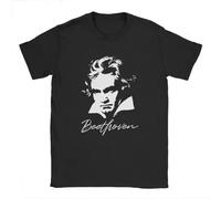 YAQINUO Men Ludwig Van Beethoven T Shirts Music Composer Novelty Crewneck Fun Clothes Black M