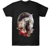 YAQINUO Men Short Sleeve O Neck T Shirt Lady Maria Bloodborne Tees Black S
