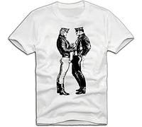 YAQINUO Mpoei Gay T Shirt Tom of Finland Cops Male Friend Leather cap Pants Jacket A490 White 3XL