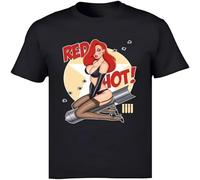 YAQINUO Pin Up Sexy Boom T Shirts Red Hot Bomb Weapon Print Adult Tops Sex Warrior Funny Design Tees Black L