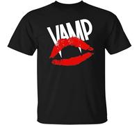 YAQINUO Vamp Movie Retro Grace Jones Vampire Horror Lips Fangs Short Sleeve T Shirt Black 3XL