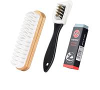 Yaqor Kit di pulizia per scarpe da 4 pezzi, spazzola in camoscio con gomma e panno, spazzole per la cura e il restauro delle scarpe