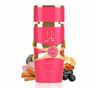 Yara Candy 100ML Eau de parfum da donna Note di testa: Mandarino verde, Ribes neroNote di cuore: Caramella frizzante alla fragola, gardeniaNote di fondo: Sandalo, sciroppo di vaniglia, muschio, ambraS