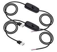 YARCHONN cavo di estensione dell'interruttore di alimentazione USB alle estremità del cavo nudo,del USB 2.0 con interruttore On Off a cavi di coda fai da te per LED strisce ventole-2pcs*6.6ft