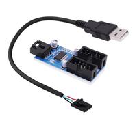 YARCHONN Sdoppiatore interno USB 2.0 per scheda madre, da USB A maschio a doppia scheda madre a 9 pin USB 2.0 femmina, splitter header splitter da 1 a 2 convertitore, prolunga 22 cm, adattatore cavo