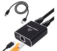 YARCHONN Splitter Ethernet 1 a 2 Gigabit RJ45 Ethernet Splitter 1000Mbps RJ45 Rete Switch 8P8C Lane Prolunga Internet 1 in 2 Adattatore con cavo USB per computer hub, router