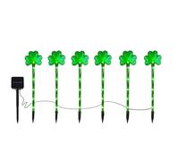 Yard Art - per esterni per il giorno di San Patrizio - decorative per esterni con cartello portafortuna a forma di trifoglio a LED a energia solare | Yard Art Segno portafortuna per il