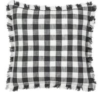 Yard Barton - Cuscino imbottito in cotone con frange e motivo a quadri