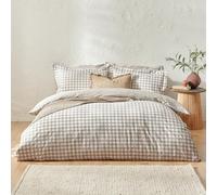 Yard Barton Quadri Vichy Set Copripiumino - 100% Cotone Reversibile Federe Oxford Morbido E Traspirante Biancheria Da Letto Premium (Naturale - King UK Standard - 230x220cm)