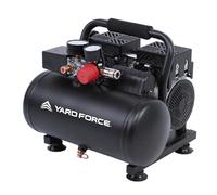 Yard Force EX ARC06 Silent Compressore 6 l, privo di olio e bassa manutenzione, pressione di esercizio 8 bar, 67 dB, silenzioso, doppio cilindro da 550 W (106 l/min), regolatore di pressione +