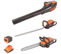 Yard Force LBN G40 - Set di attrezzi da giardino 40 V, tagliasiepi 60 cm, motosega 35 cm, soffiatore per foglie, 180 km/h, batteria da 2,5 Ah e caricatore rapido da 1 h, piattaforma GR40