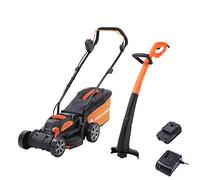 Yard Force Tosaerba senza fili da 20 V, 5,0 Ah, 33 cm, con sacca per erba da 30 l e tagliaerba da 25 cm, con batteria agli ioni di litio e caricabatterie, LM C33B & LT C25B