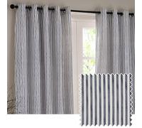 Yard furn Hebden Coppia Di Tende Con Occhielli - Tende A Righe Con Fodera Cotone Ultra Morbido (Marina - 229x229cm)
