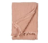 Yard furn Lark Mussola Di Cotone Coperta - Morbida Texture Stropicciata Coperta (Argilla Rosa - 130x180cm)