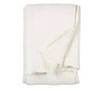Yard furn Lark Mussola Di Cotone Coperta - Morbida Texture Stropicciata Coperta (Bianco - 130x180cm)