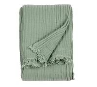 Yard furn Lark Mussola Di Cotone Coperta - Morbida Texture Stropicciata Coperta (Eucalipto - 240x260cm)