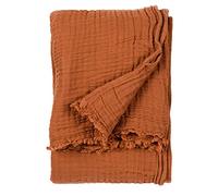 Yard furn Lark Mussola Di Cotone Coperta - Morbida Texture Stropicciata Coperta (Pecan - 130x180cm)