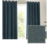 Yard Heavy Chenille Coppia Di Tende Ad Occhiello - Foderate Filtrante Per La Luce Velluto Morbido Tende (Oceano - Larghezza 117 x Lunghezza 183cm)