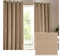 Yard Heavy Chenille Coppia Di Tende Ad Occhiello - Foderate Filtrante Per La Luce Velluto Morbido Tende (Naturale - Larghezza 168 x Lunghezza 229cm)