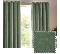 Yard Heavy Chenille Coppia Di Tende Ad Occhiello - Foderate Filtrante Per La Luce Velluto Morbido Tende (Eucalipto - Larghezza 229 x Lunghezza 137cm)