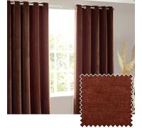 Yard Heavy Chenille Coppia Di Tende Ad Occhiello - Foderate Filtrante Per La Luce Velluto Morbido Tende (Noce - Larghezza 229 x Lunghezza 137cm)