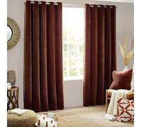 Yard Heavy Chenille Coppia Di Tende Ad Occhiello - Foderate Filtrante Per La Luce Velluto Morbido Tende (Noce - Larghezza 168 x Lunghezza 183cm)
