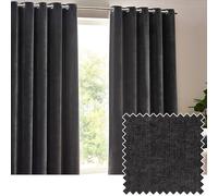 Yard Heavy Chenille Coppia Di Tende Ad Occhiello - Foderate Filtrante Per La Luce Velluto Morbido Tende (Carbone - Larghezza 168 x Lunghezza 183cm)